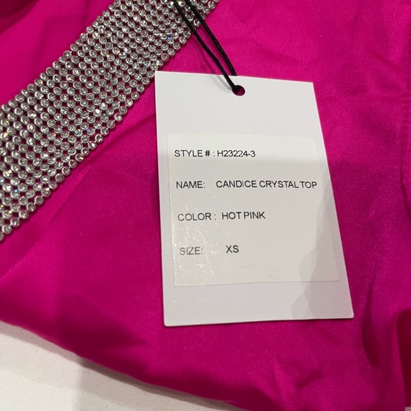 NWT Generation Love Candice Satin & Crystal Top Hot Pink XS - Picture 8 of 8